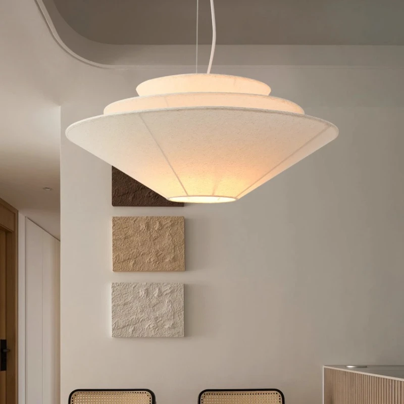 

French Creative Personalized Restaurant Pendant Light Cream Style Bar Counter Dining Living Room Fabric Decoration Coffee Shop
