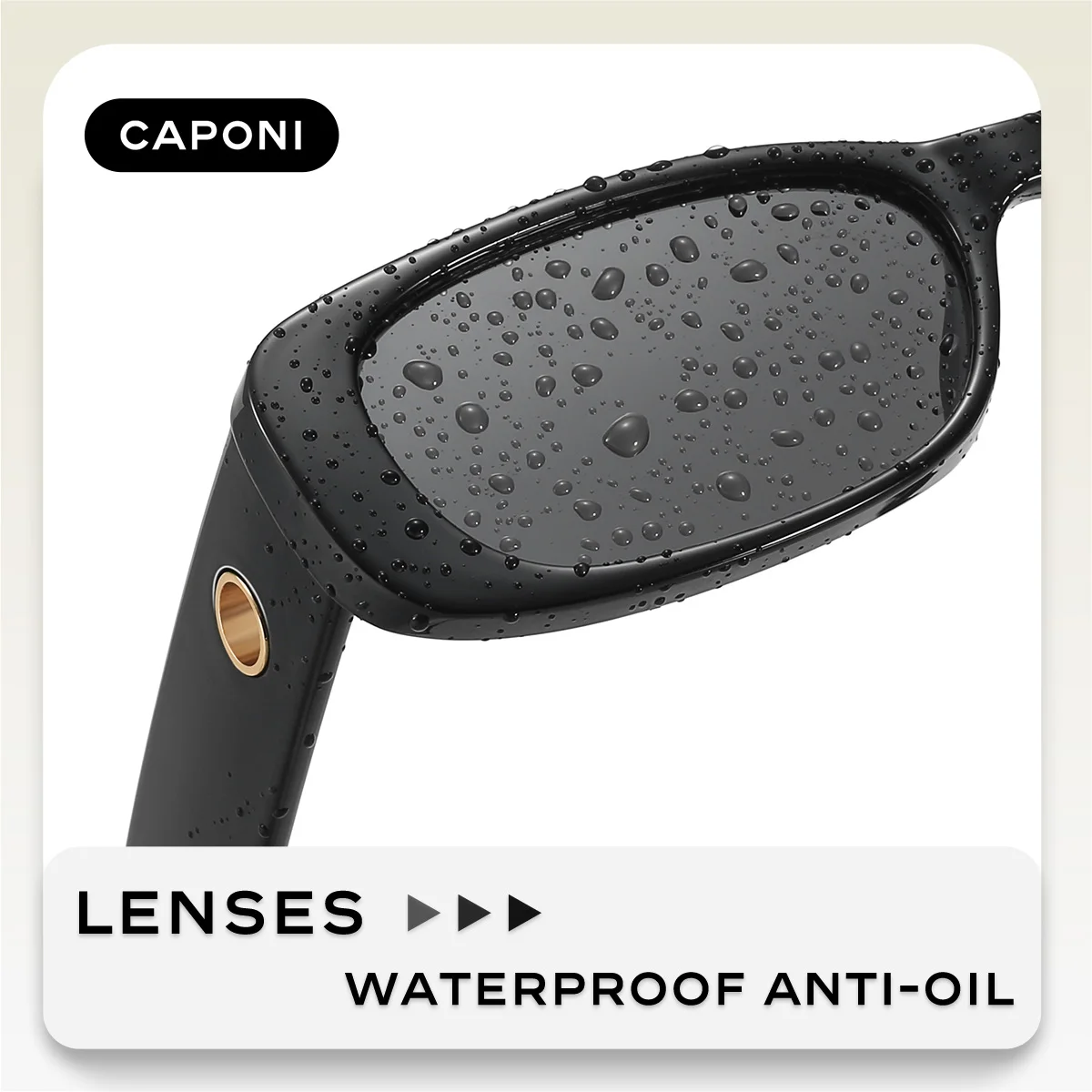 CAPONI Polarized Women Sunglasses Fashion Square TR-90 Outdoor Vintage Design High Quality Sun Glasses UV400 Black Shade CP23044
