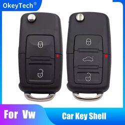 Ocontinent-Module de télécommande de voiture pliable, coque de porte-clés à rabat, 2/3 boutons, Volkswagen VW, Jetta, Golf, Passat, Beetle, Skoda, Polo B5, Mk6