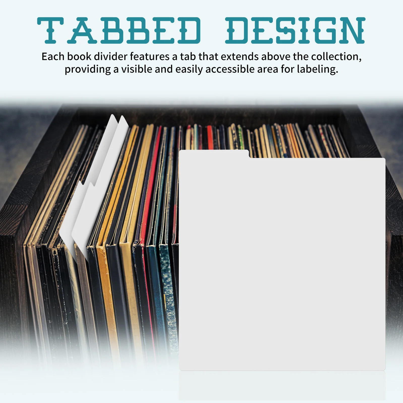 Index Card Divider Record Book Dividers for Shelves Classroom Bookshelf Vinyl White Storage Boxes