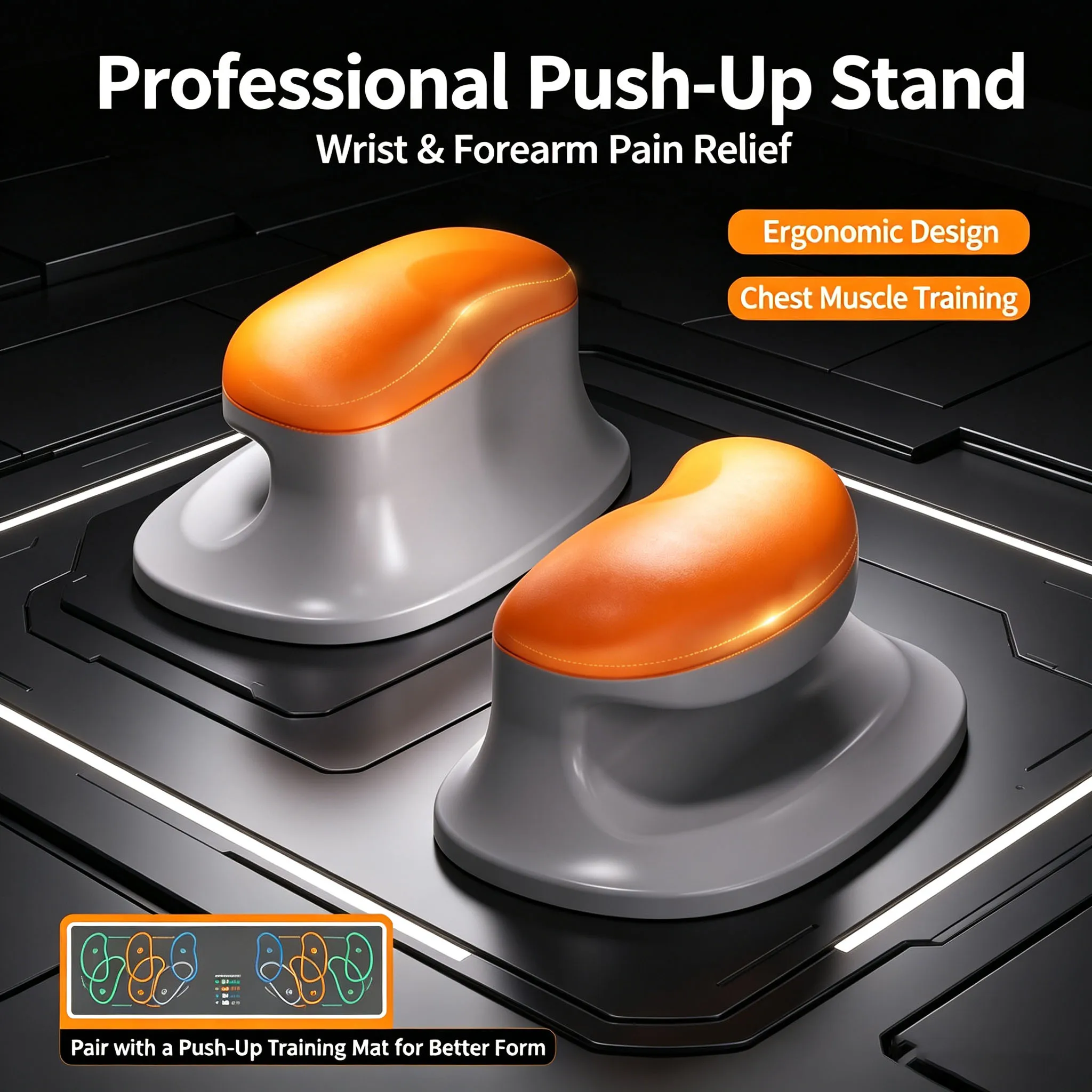 1 Pair Ergonomic Push-up Stands Non-Slip Base Wrist Friendly Push Up Bars for Indoor Bodybuilding Chest Exercise Equipment