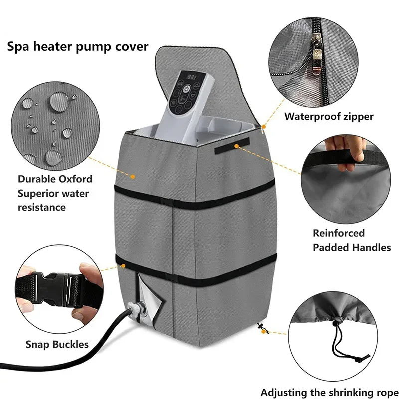 Hot Tub Spa Heater Pump Cover Waterproof Universal Inflatable Spa Heater Cover With Zipper Suitable For Most Hot Tub Heater Pump