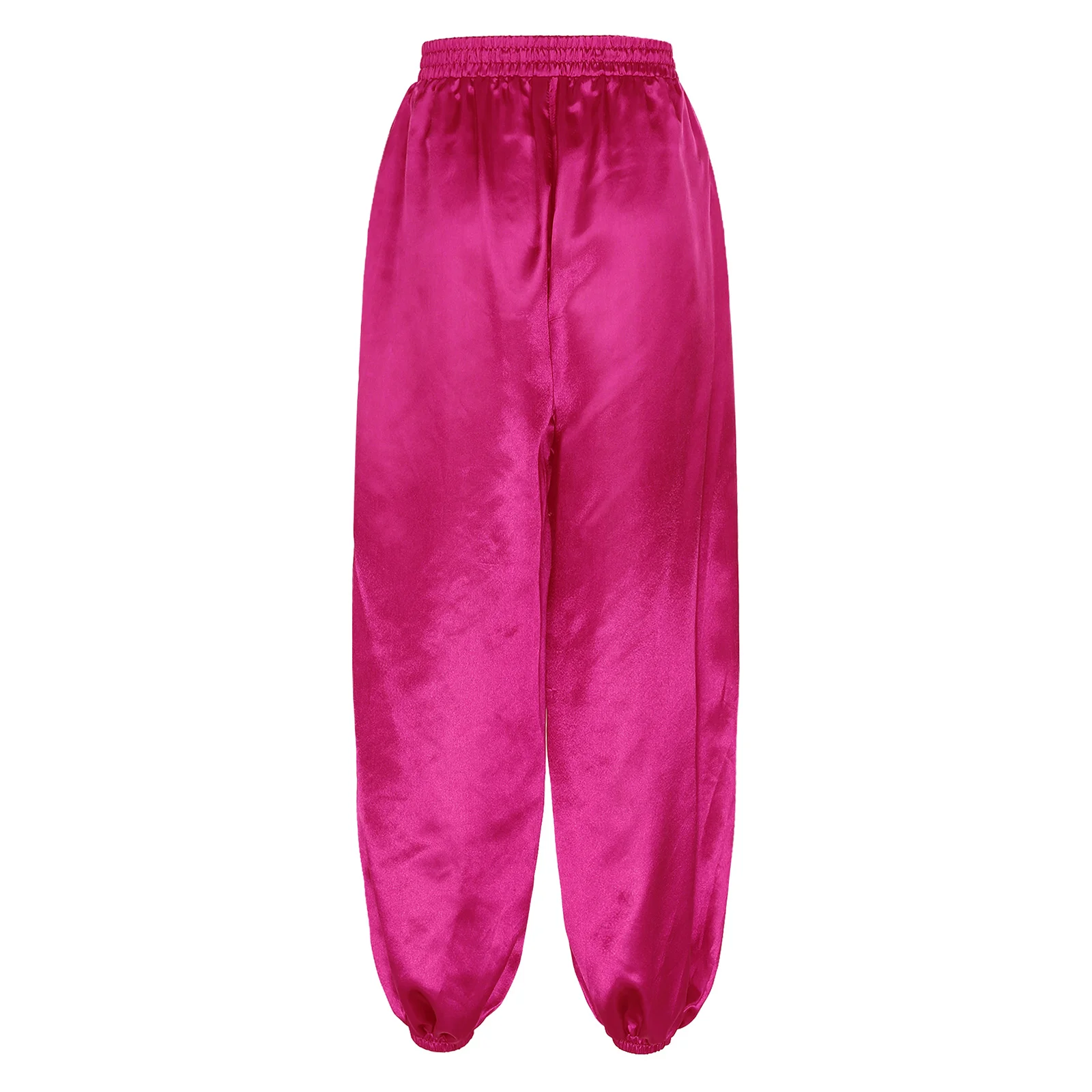 Men Shiny Loose Tie Leg Pants Elastic Waistband Satin Bloomers for Indian Arab Belly Stage Performance Trousers