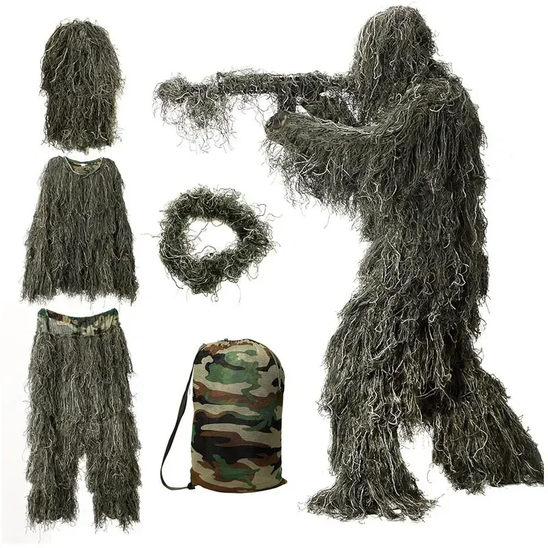 Men Children Ghillie Suit Camouflage Desert Snow Jungle Hunting Sniper Apparel Set High Quality Outdoor Camo Airsoft Coat