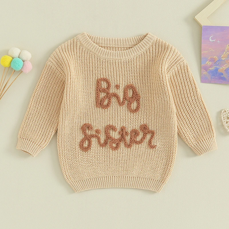 Lioraitiin-suéter con letras bordadas para niños y niñas, jersey de manga larga con cuello redondo, Tops de otoño, 18m-5 años, 2023-08-18