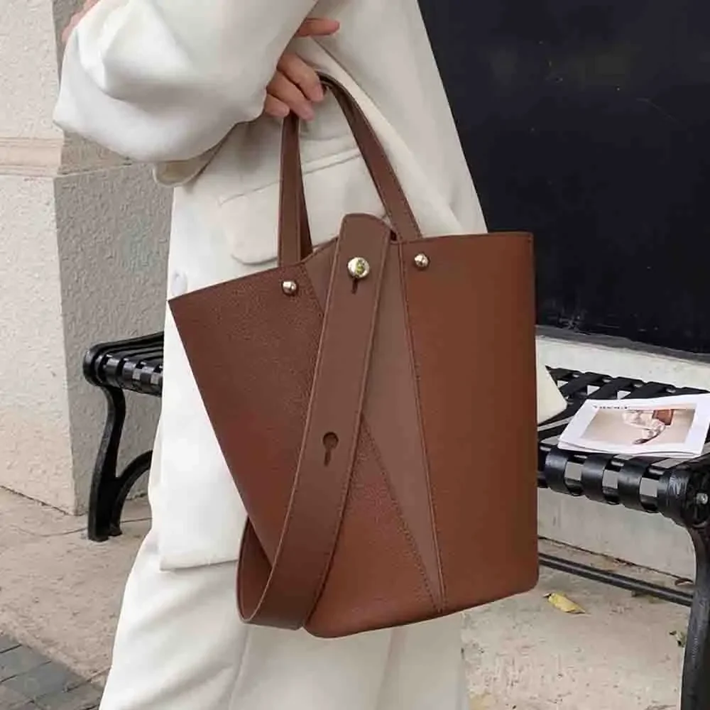 Motingsome New Fashion Stule Women Shoulder Bag High Quality Real Genuine Leather Ladies Elegant Bucket Handbag Office Work Tote