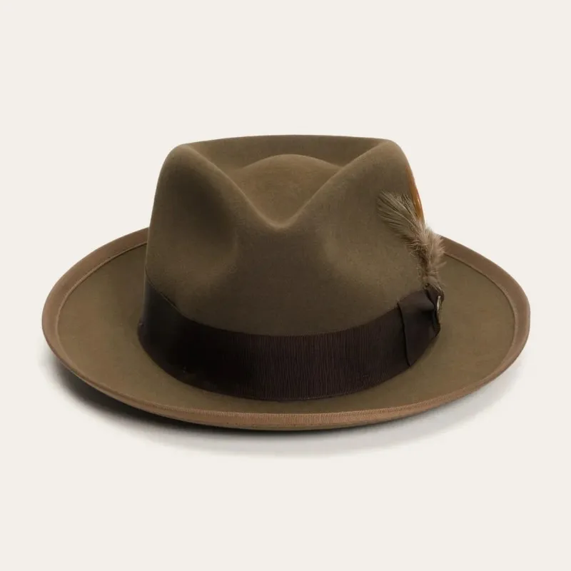 Fashionable fedora hat with webbing decoration top and pure felt