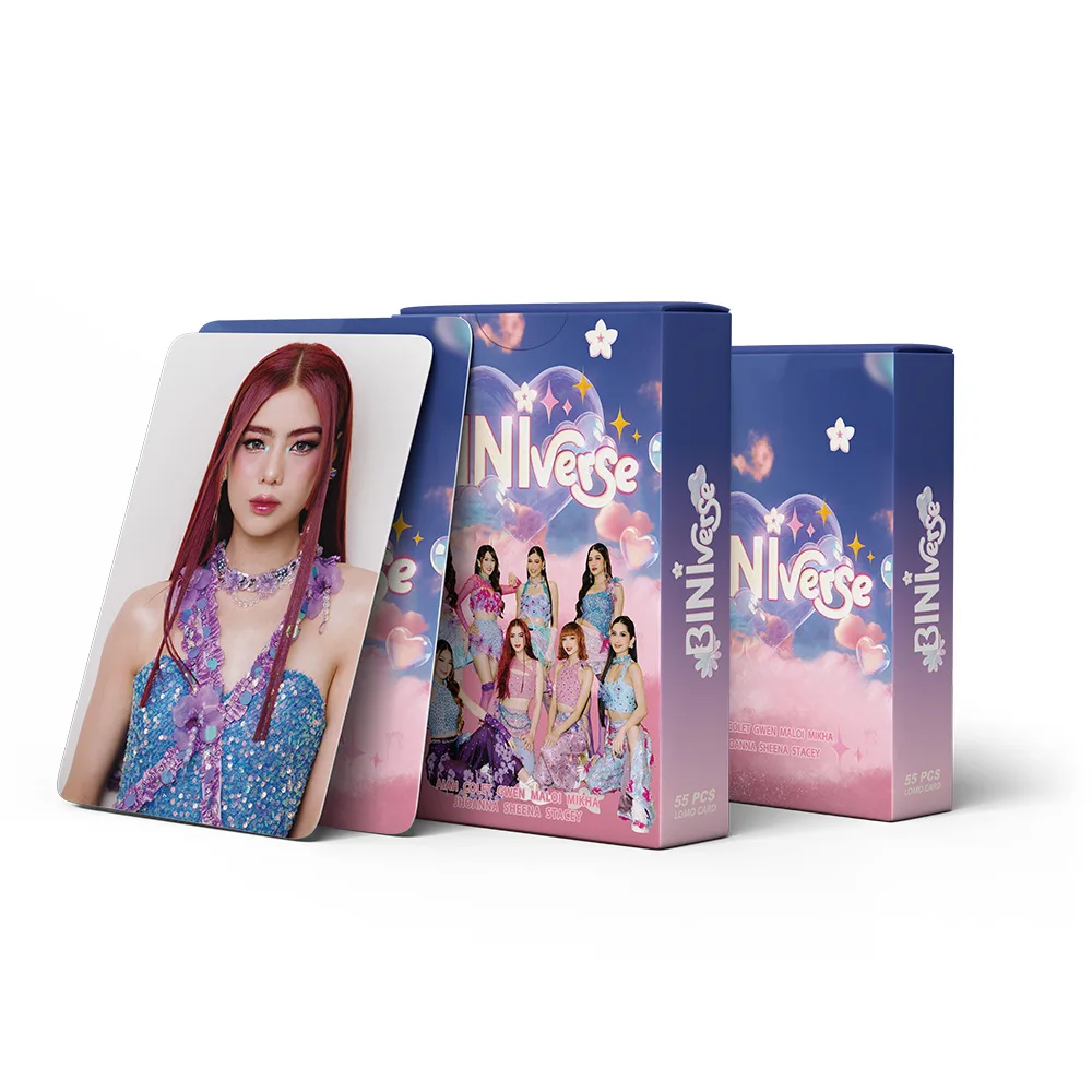 55pcs/Set Kpop BINI Boxed Card High Quality HD Photo Double Sides Printing Korean Style LOMO Card Mikha Colet Fans Collection