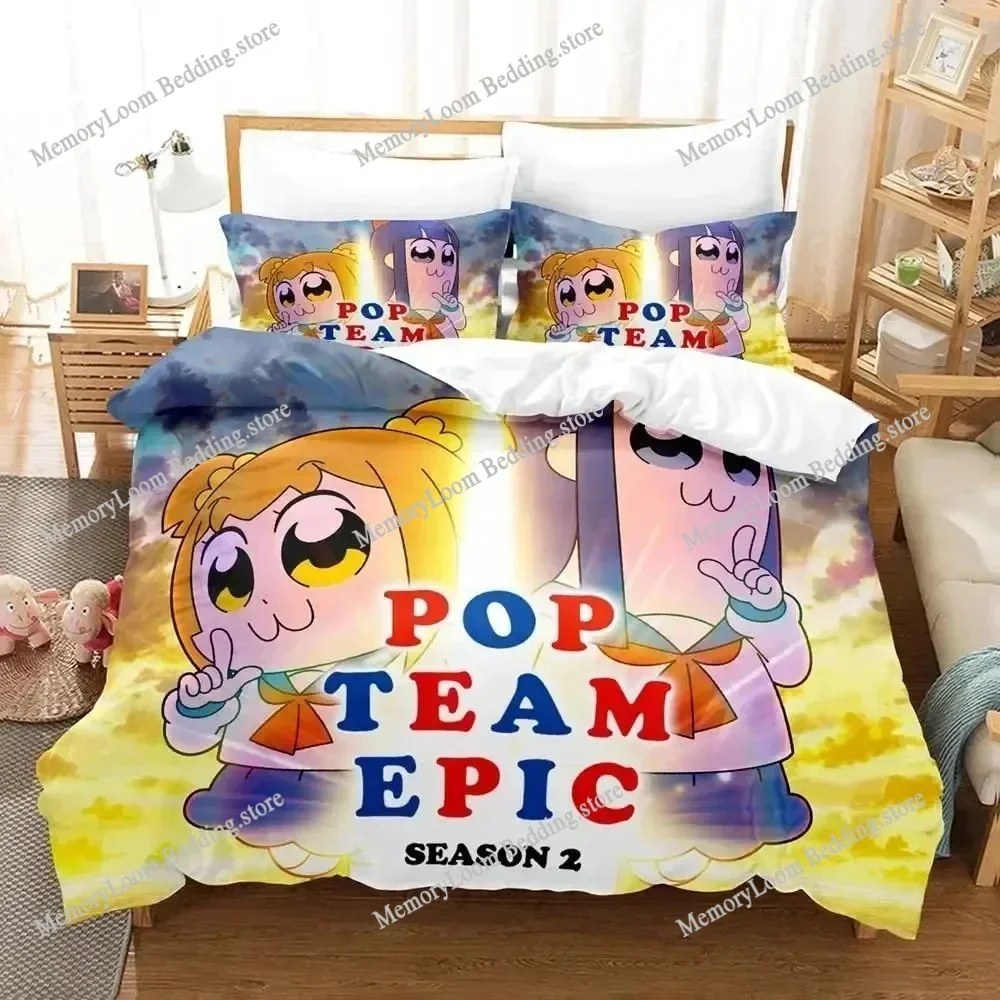 Anime Pop Team Epic PIPI Bedding Set Duvet Cover Bed Set Quilt Cover Pillowcase Comforter king Queen Size Boys Adult Bedding Set