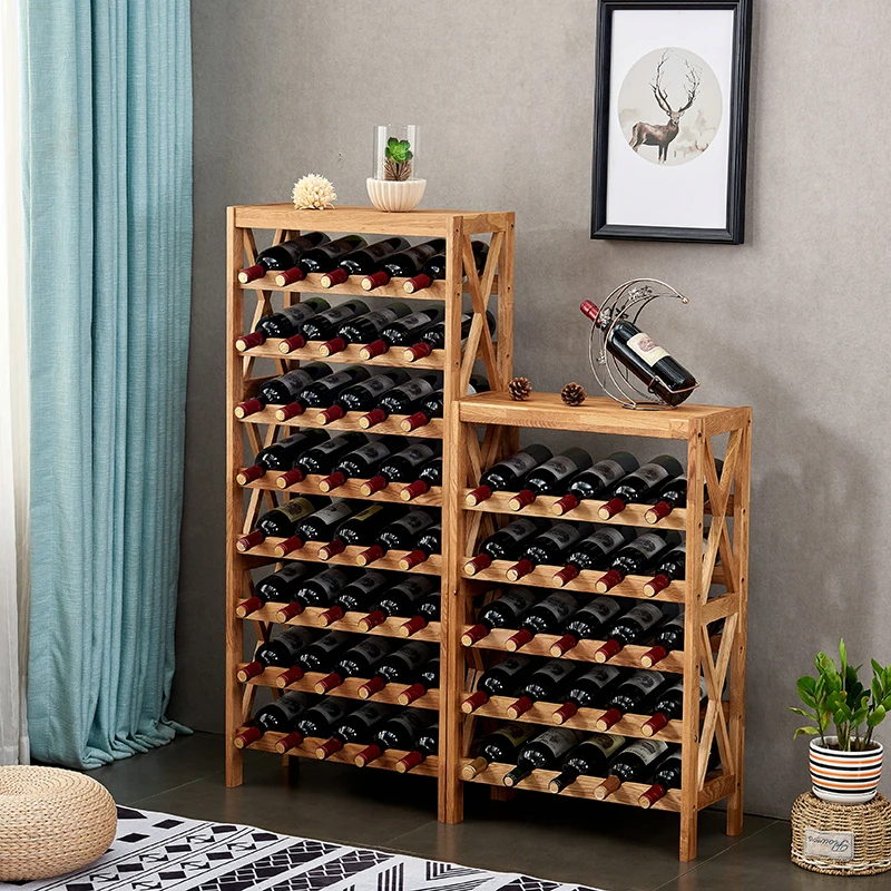 Modern Wooden Wine Rack Cabinet, Display Shelf Globe for Home Bar Furniture, Oak Wood, Wine Rack Holders, Storage, 25-40 Bottles