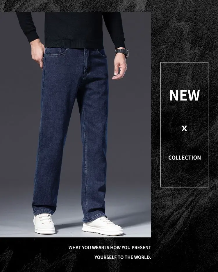 2026 Herren Fleece-gefütterte Verdickte Jeans Winter Warme Stretch Slim Fit Hosen Bequeme Weiche Hosen für Tägliche Arbeitskleidung – Detail 9