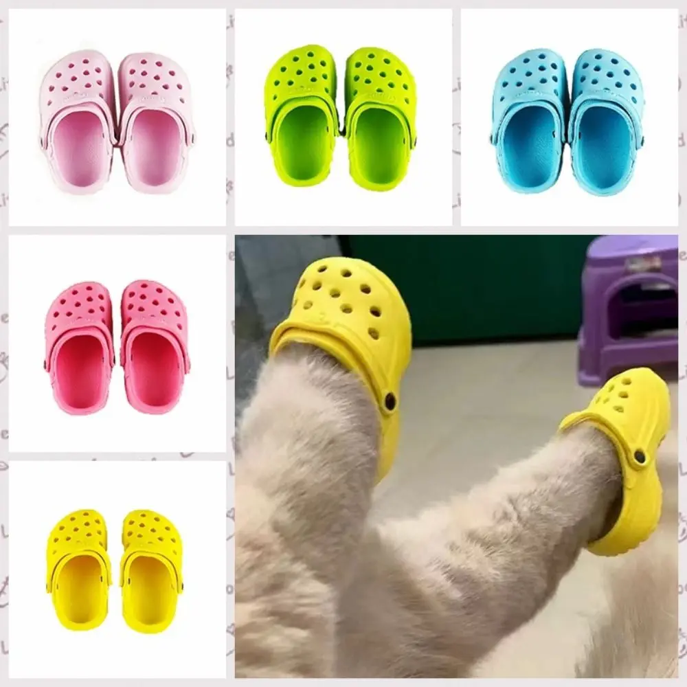 1 Pair Non-slip Pet Sandals Soft-soled Comfortable Dog Hole Shoe Breathable Wear-resistant Dog Rain Boots for Cats