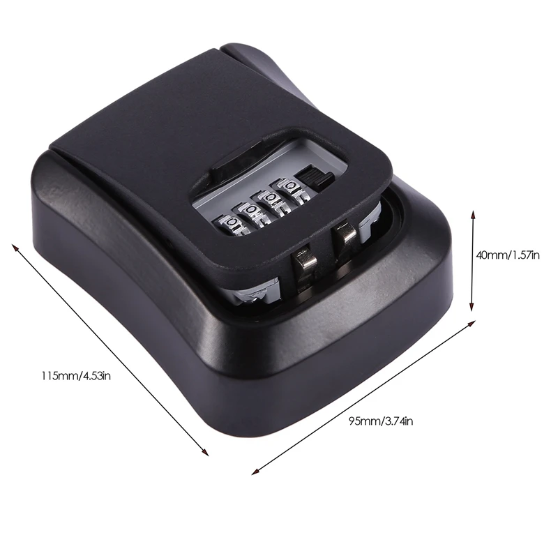 3X Black Password Key Lock Box Wall Mounted Zinc Alloy Key Box Weatherproof 4 Digit Combination Key Storage Lock Box