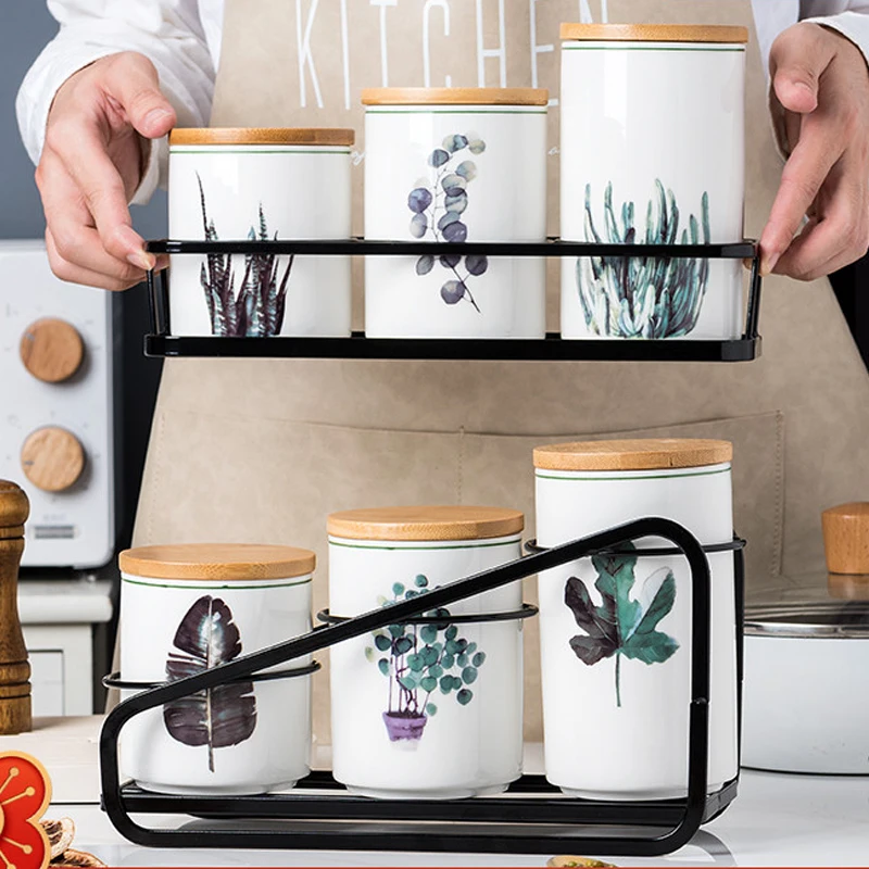 Ceramiczny pojemnik do przechowywania żywności, szczelny, do użytku domowego, do przechowywania zboża, orzechów, herbaty, kawy, pojemnik/kolekcja przyborów kuchennych.