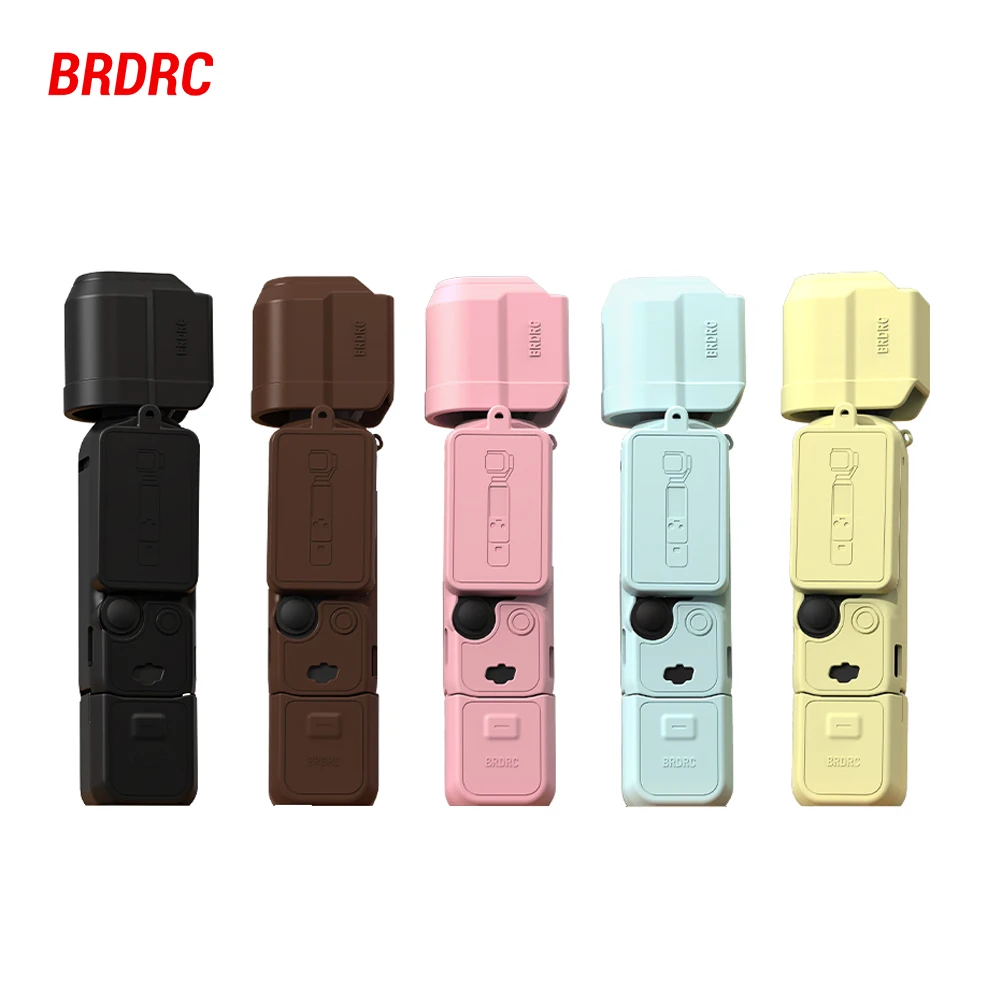 BRDRC Capa de silicone para câmera DJI Pocket 3, concha antiarranhões, gimbal, capa protetora, tampa da lente, alça, acessório