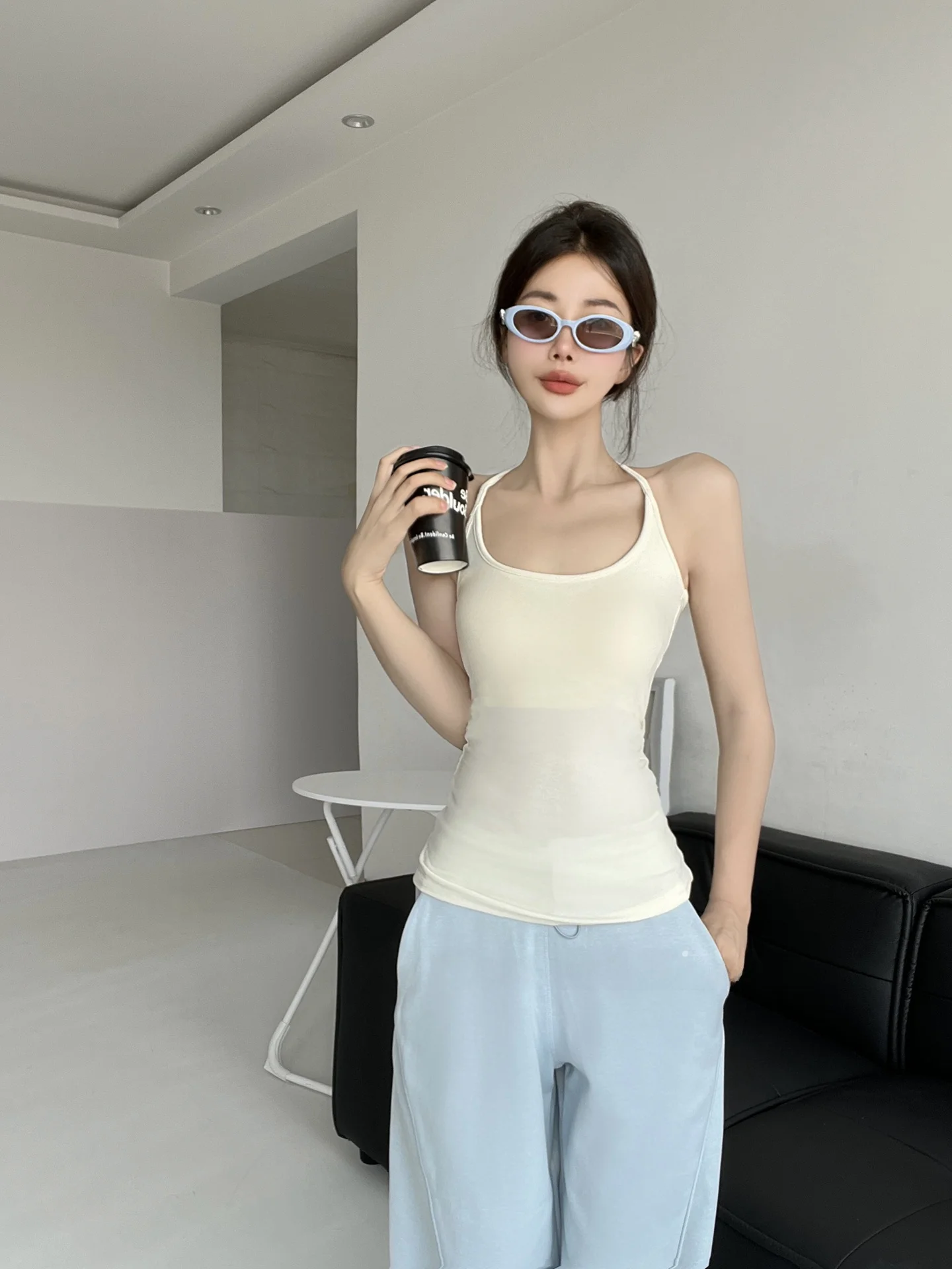 Impresionante chaleco con correa colgante de Neline Pure Desire, capa base para mujer, prendas de vestir exteriores, chica caliente de verano, hermosa Ba Street Sle Sli...