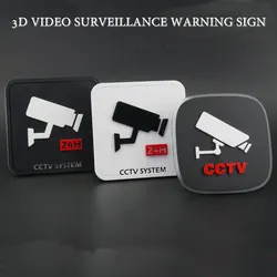 Señal de videovigilancia creativa 3D, impermeable, 24 horas, señales de advertencia acrílicas para interior y exterior, cámara de seguridad CCTV simulada, 1 unidad