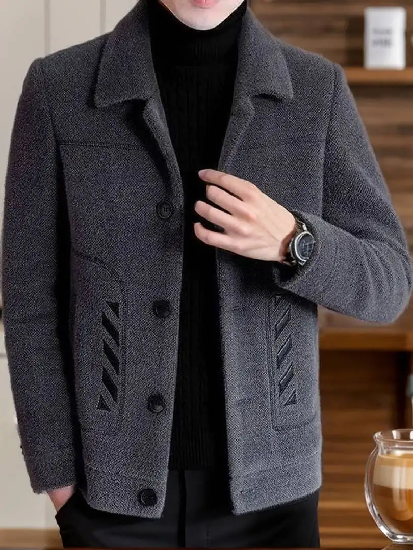 

Новое мужское шерстяное осенне-зимнее пальто с теплым воротником, повседневное пальто в Корейском стиле с воротником-стойкой, модное