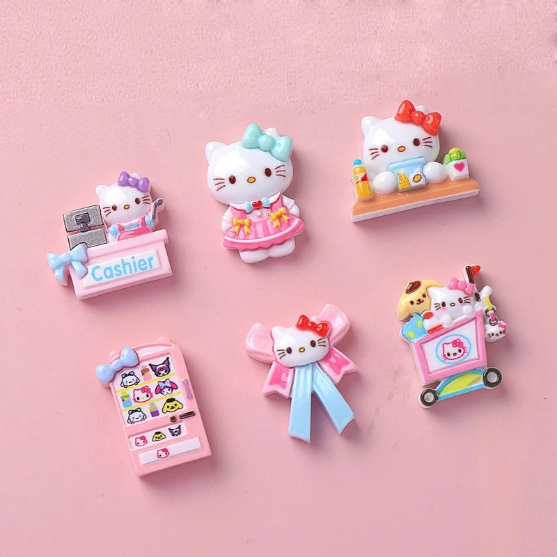 10 Pcs New Lovely Cartoon animal Cat Badge, Game Console, Cashier Resin Scrapbook Diy Jewellery Hairpin Accessories Decorate