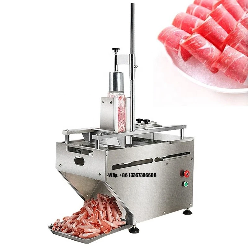 Stainless Steel Automatic Food Processing Meat Slicer Fully Automatic Commercial Frozen Meat Cutting Machine