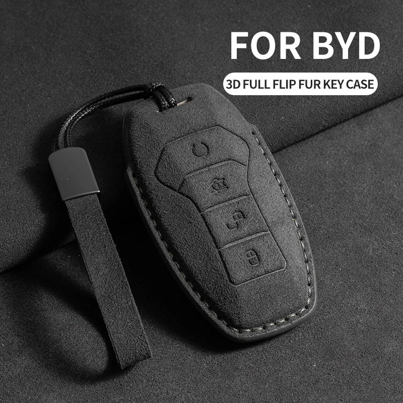 

Suede Keyring Car Smart Remote Key Case Cover For BYD Tang EV600 Han EV Yuan Atto3 Song PLUS Pro MAX DMI Qin Dolphin Accessories