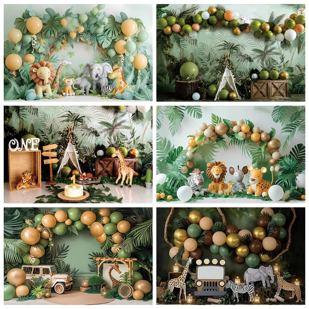 Jungle Safari Farm Animals Party Backdrop for Photography Newborn Baby 1st Birthday Decor Kids Portrait Background Photo Studio