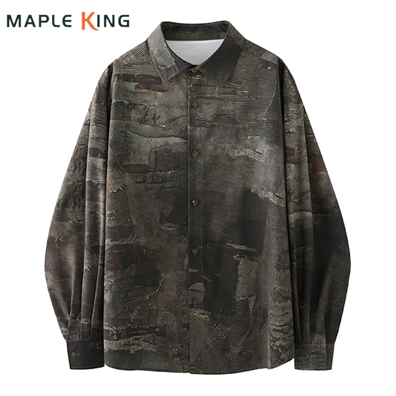 

Menswear Clothing Long Sleeved Shirt Vintage Designer Print Camisas Social Masculina De Luxo Autumn Elegant Mens Dress Shirts