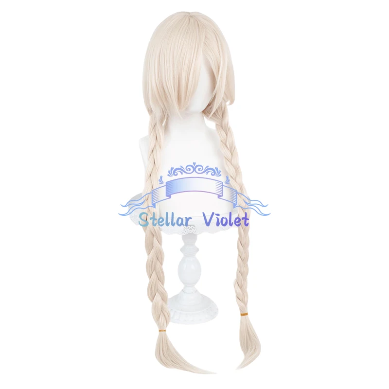 Peruka Azur Lane Wig Owari Cosplay Peruki Kostiumy Cosplay 95CM Długie Włosy Złote Podwójne Kucyki Plecione Owari Syntetyczne Peruki Impreza