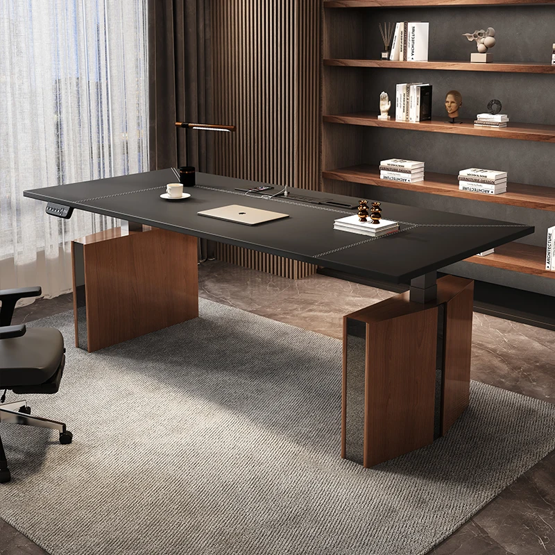 

Скандинавский креативный L-образный письменный стол, современный минималистичный компьютерный стол с подъемником для руководителей, электрическая офисная мебель из цельного дерева FYCD