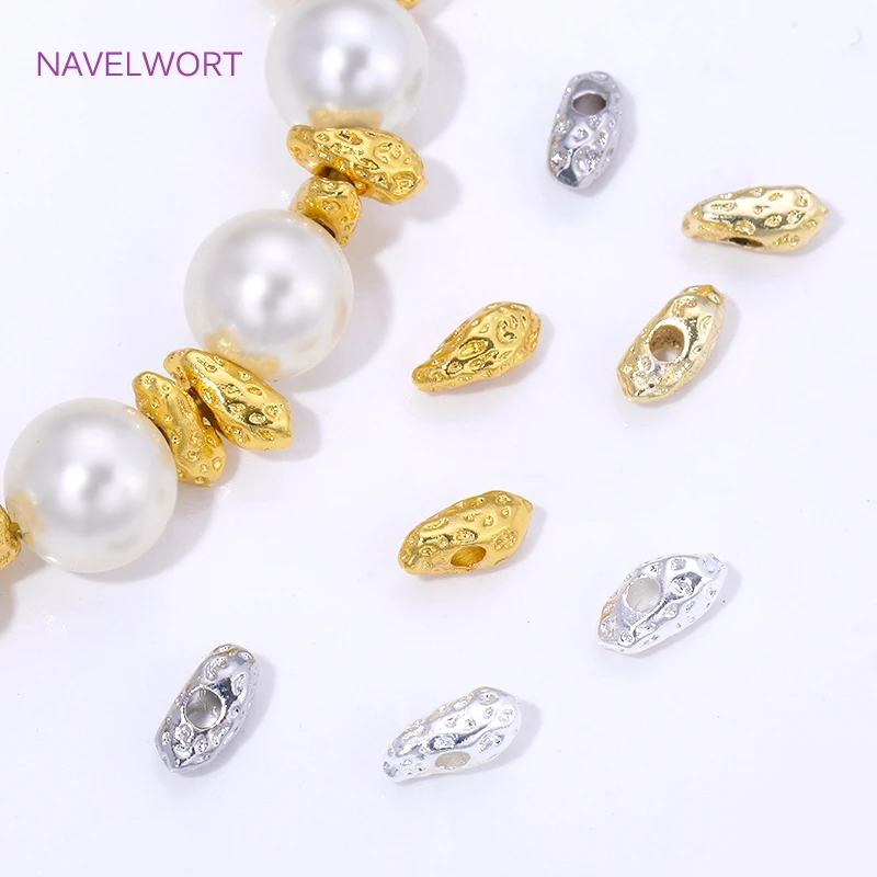 18K vergoldete unregelmäßige Abstandsperlen für die Herstellung von Armbändern, Trennperlen, lose Messingperlen, Zubehör für Schmuck.