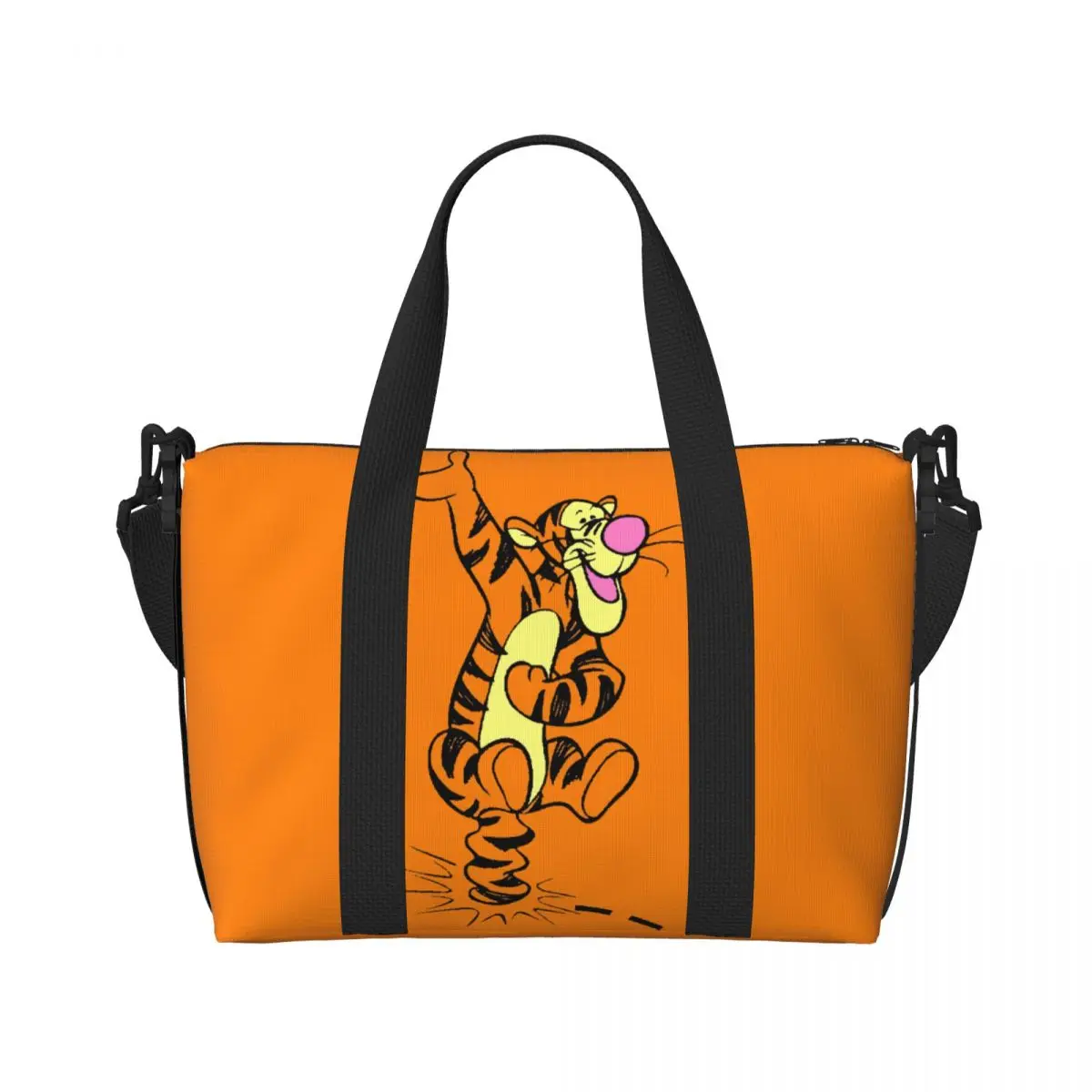 Custom My Friends Tigger Pooh  Cartoon Tote Bag Women Large Capacity Gym Beach Shoulder Travel Bag