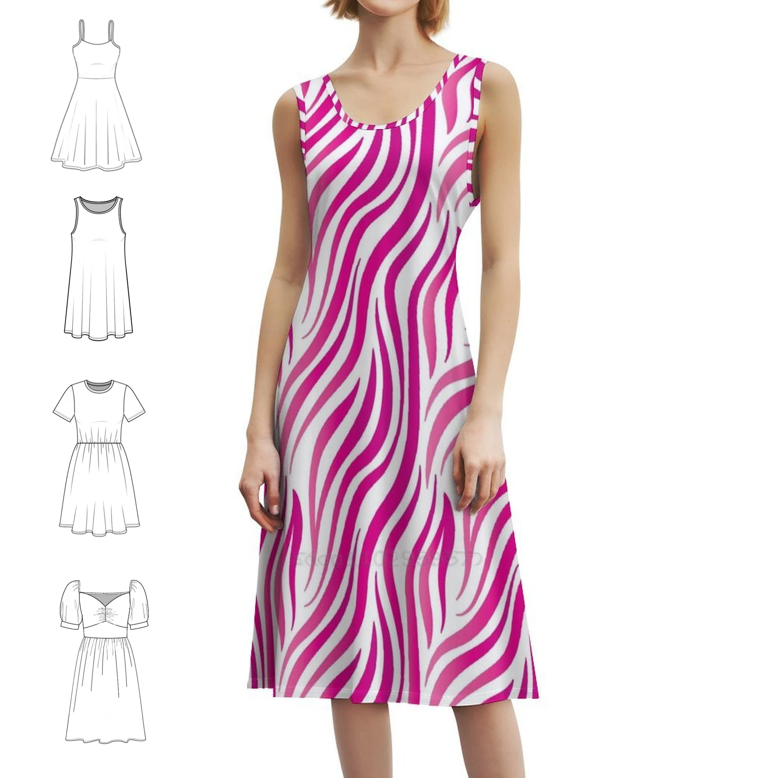 فستان حفلات أنيق للنساء باللون الوردي الساخن على شكل حرف a مع خيارات قصيرة/طويلة/بدون أكمام الأخوات Sisterlylove Aka Delta Sorors #1