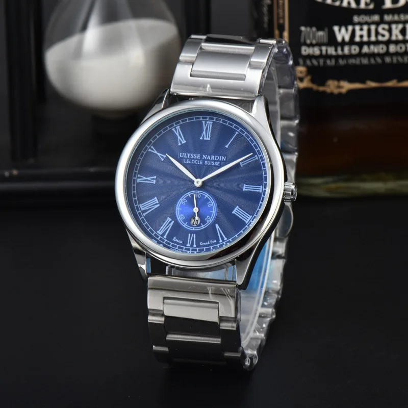 2025 Men's Luxury Roman Numeral Watch Quartz Movement Stainless Steel Case Sapphire Coated Crystal Classic Business Style