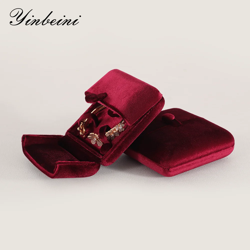 Yinbeini Velvet Jewelry Storage Box Ring Earring Bracelet Necklace Display Box for Wedding Proposal Engagement H024