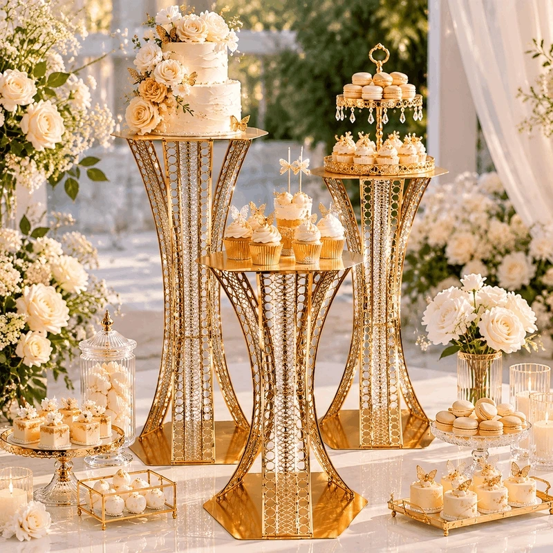

3pcs Candy Bar Flower Stand Wedding Floral Art Decoration Ceremony Stage Background Bouquet Stand Romantic Wedding Scene Setup
