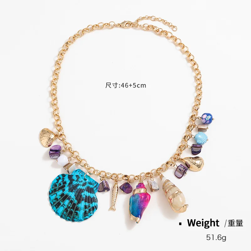 2024 Spring/Summer New Beach Style Shell Pendant Exaggerated Necklace Women\'s Fashion Necklace