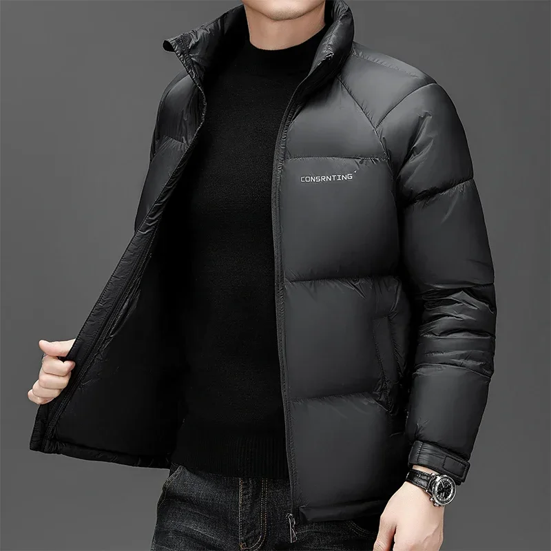 Light Luxury Men\'s Winter Jacket Business Fashion Waterproof Warm Down Jacket Men\'s Casual Thickened Lightweight Short Coat