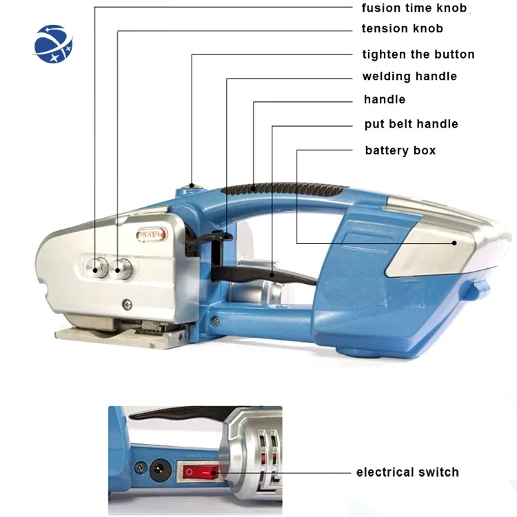 Handheld plástico Strapping Band Machine Tool, portátil, bateria elétrica, Manual