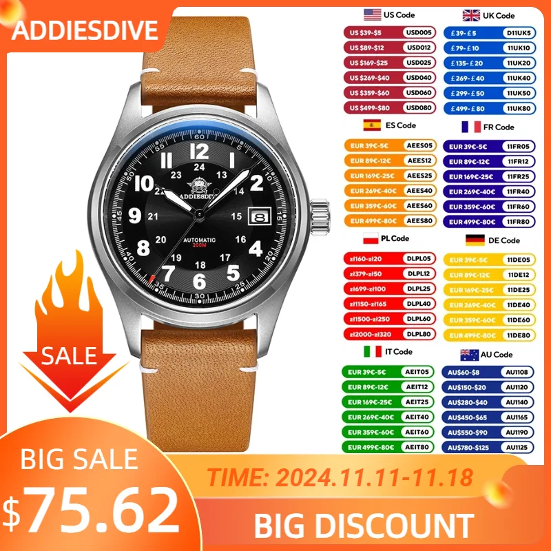 

ADDIESDIVE AD2048 Luxury Men's Diving Automatic Watch Classic Sapphire Glass 200M Watches reloj hombre Luminous Retro Wristwatch