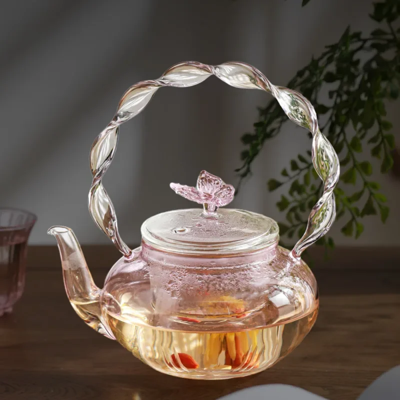 

Pink Heat-resistant Glass Kung Fu Tea Set Lady Family Tea Infuser High-end Tea Maker Japanese Drinkware Teapot