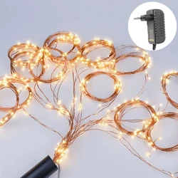 12V Copper Wire Christmas Fairy Lights String Tree Branch Garland Lighting Holiday Ornaments Party Room Decorations for Home