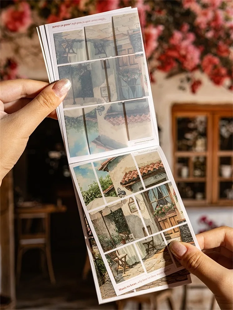 

30 шт. высеченная книга-наклейка-эстетический пейзаж, наклейки для скрапбукинга, блестящая матовая глянцевая отделка, школьные канцелярские принадлежности