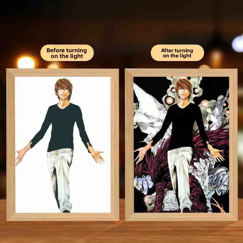 22cm/8.66in Death Note Anime 3D Light Painting Lamp Led Collectible Peripherals Creativity Night Desktop Display Room Decoration