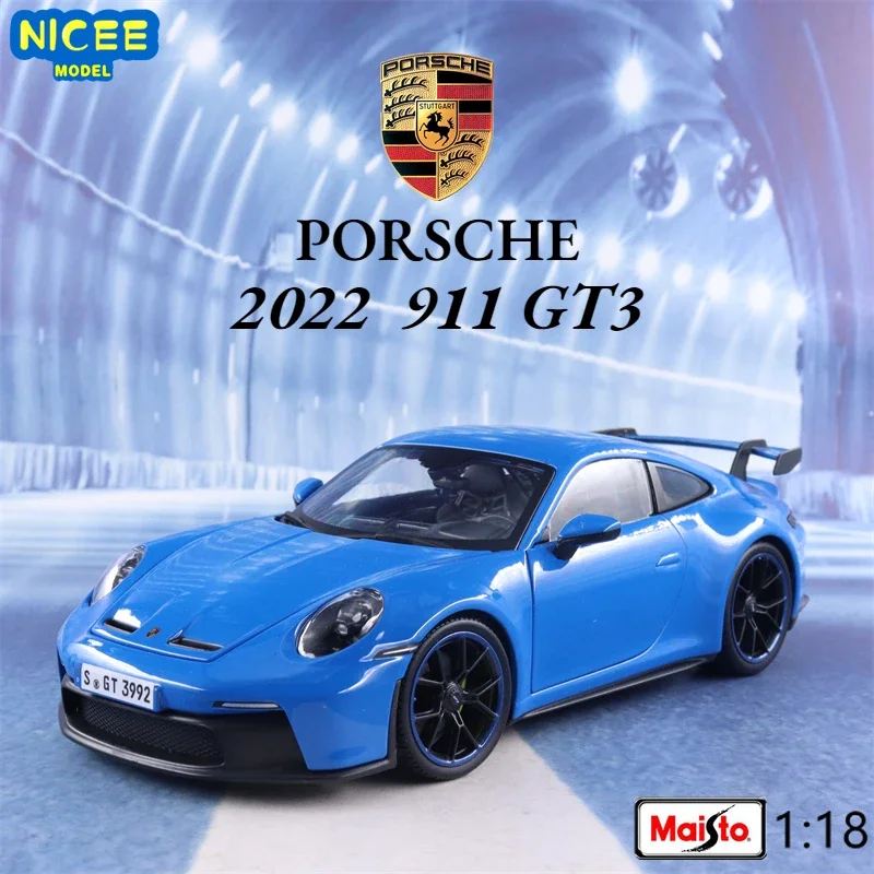 

Спортивный автомобиль Maisto 1:18 2022 Porsche 911 GT3, модель литая автомобиля из металлического сплава, детские игрушки, коллекционные подарки B778