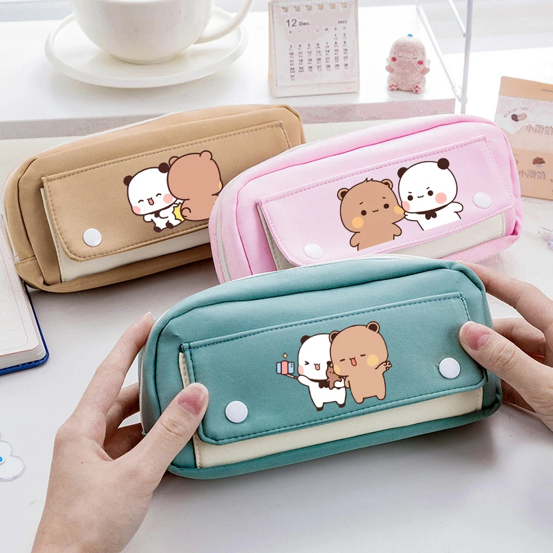 

Милый пенал Kawaii Bubu Dudu с медведем и пандой, модный, большой вместимости, простой, новый, для канцелярских принадлежностей