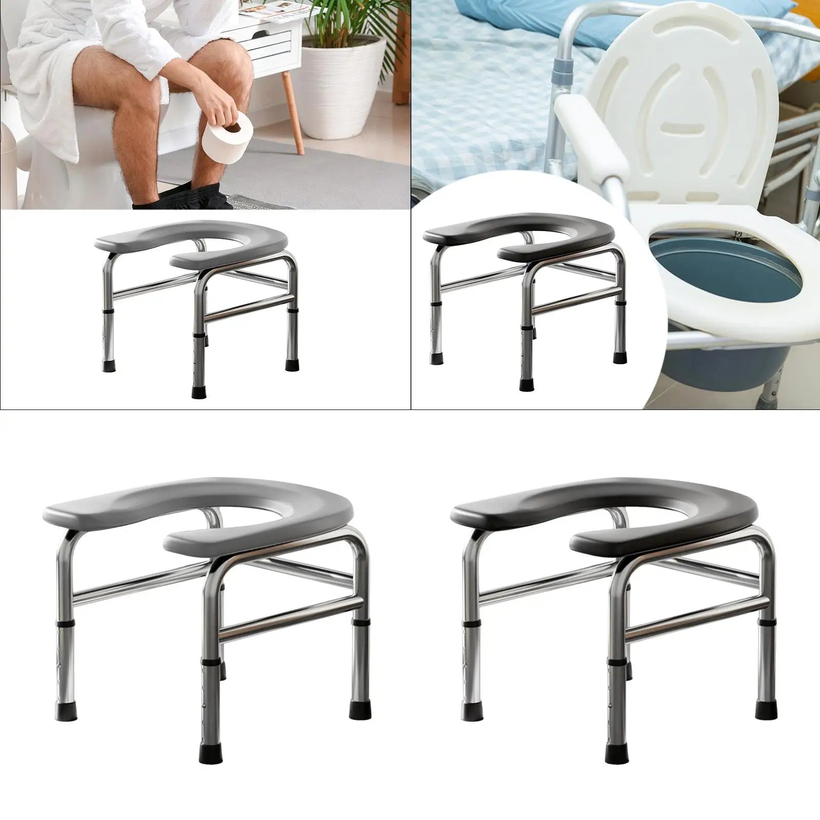 

Raised Toilet Seat Bathroom Anti Slip Comfortable Shower Chair Multi Uses Heavy Duty Washable Commode Stool for Elderly Seniors