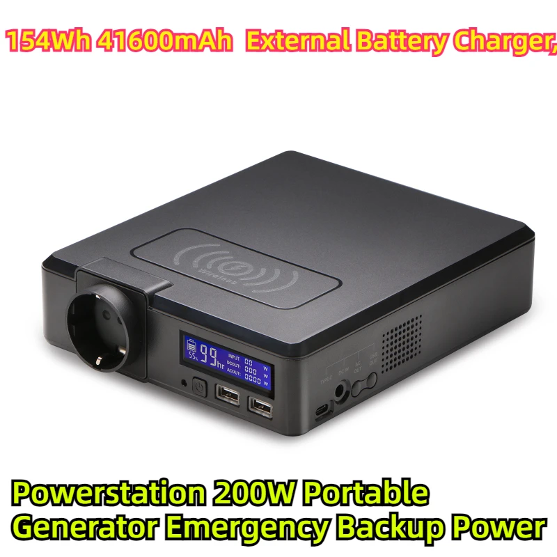 154Wh 41600mAh  External Battery Charger, Powerstation 200W Portable Generator Emergency Backup Power