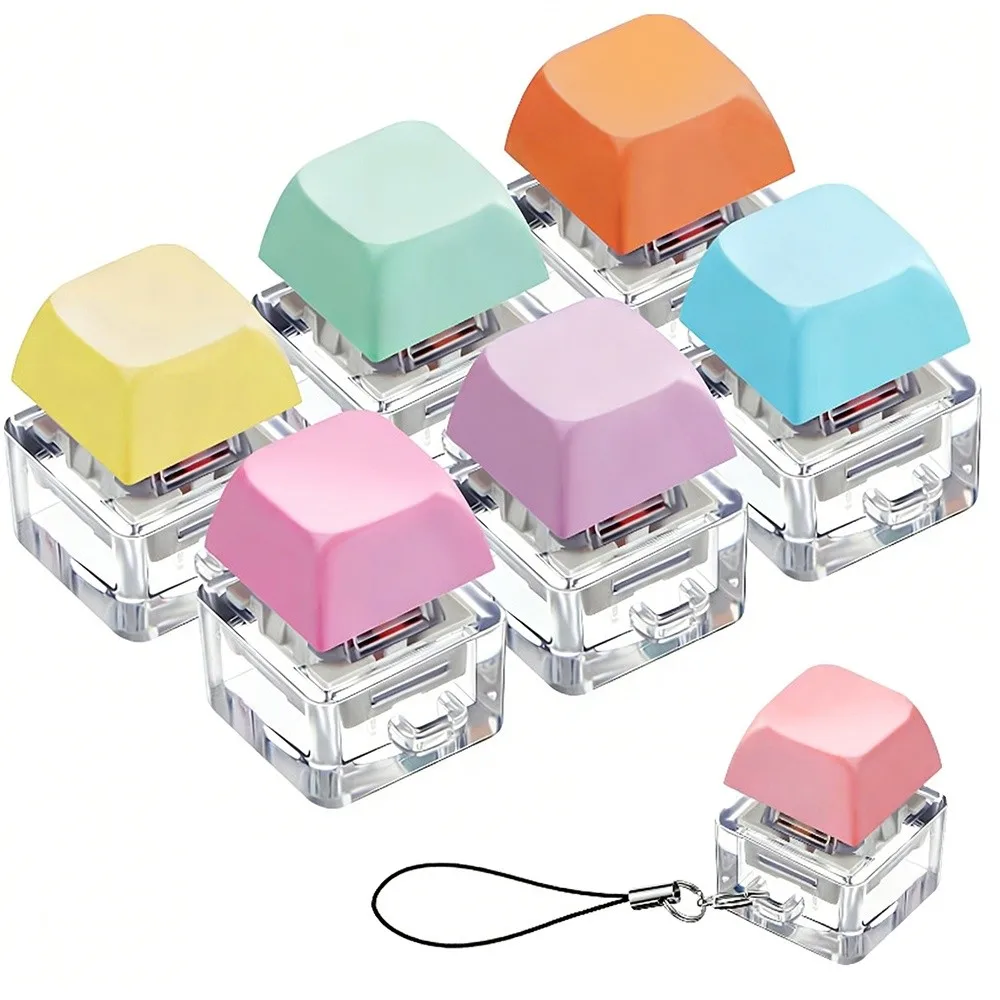Relaxing DIY Keyboard Fidget Keychain Keys Button No Lights Clicker Keycap Relief Stress Finger Keyboard Caps
