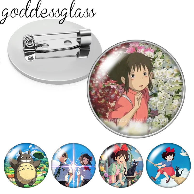 Hayao Miyazaki Anime Totoro Chihiro Cartoon Foto Cabochon Brosche Anstecknadel Tasche Kleidung Denim Jeans Reversnadel Abzeichen
