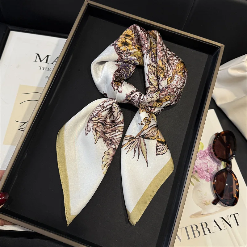 

Women Scarf Neckerchief Hijab Silk Fashion Shawl Wraps Bandana Headband Ribbon Headscarf Designer Brands Foulards Hair Bands